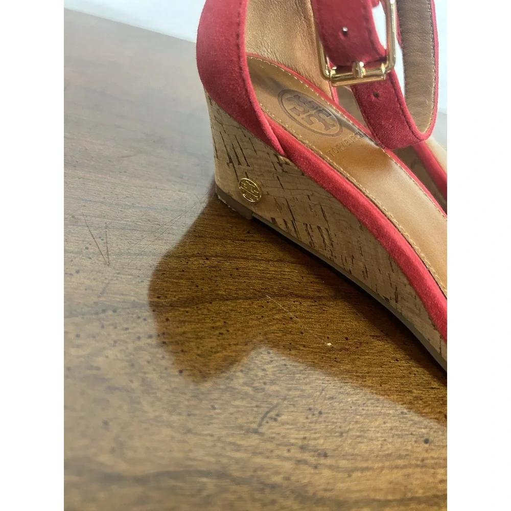 Tory Burch Wedge Heel Leather Quality Shoes Women 6.5 Red Classy Sexy Date Party